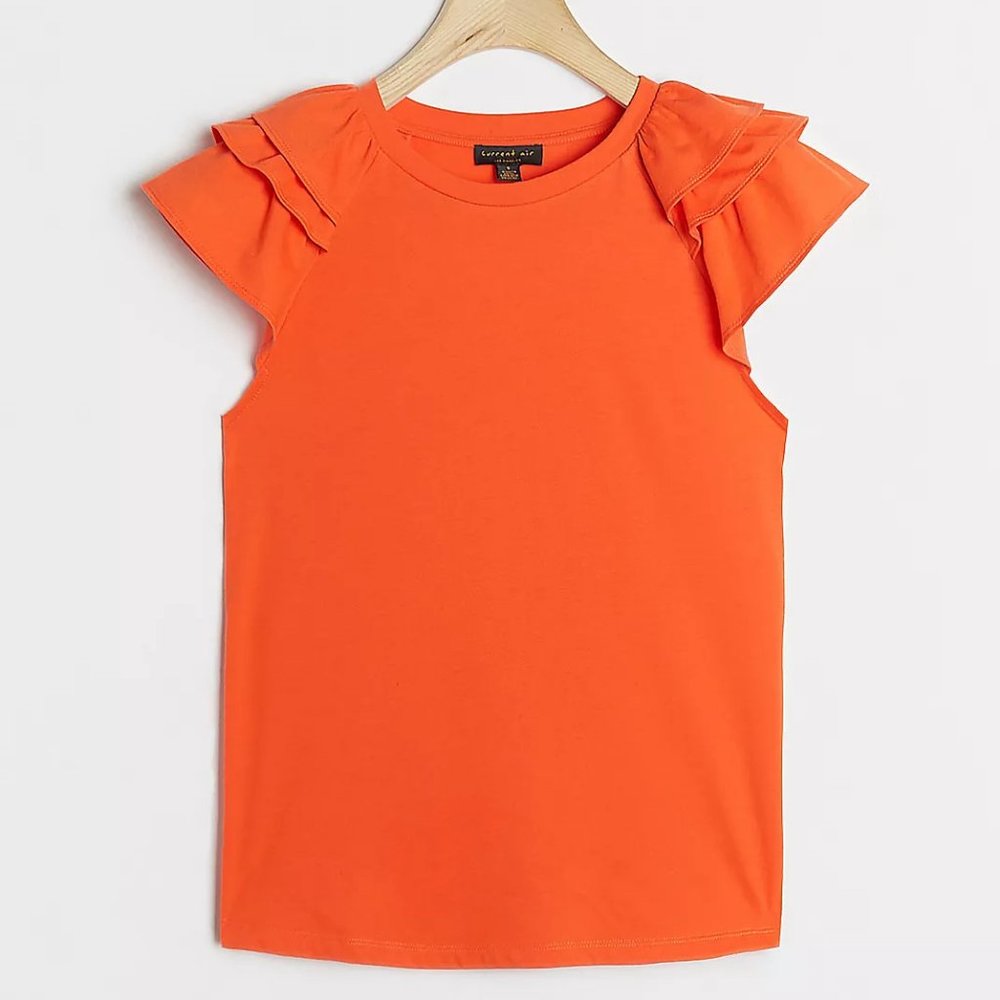 NWT Anthropologie Rhea Orange-Red Ruffled Tank XS
